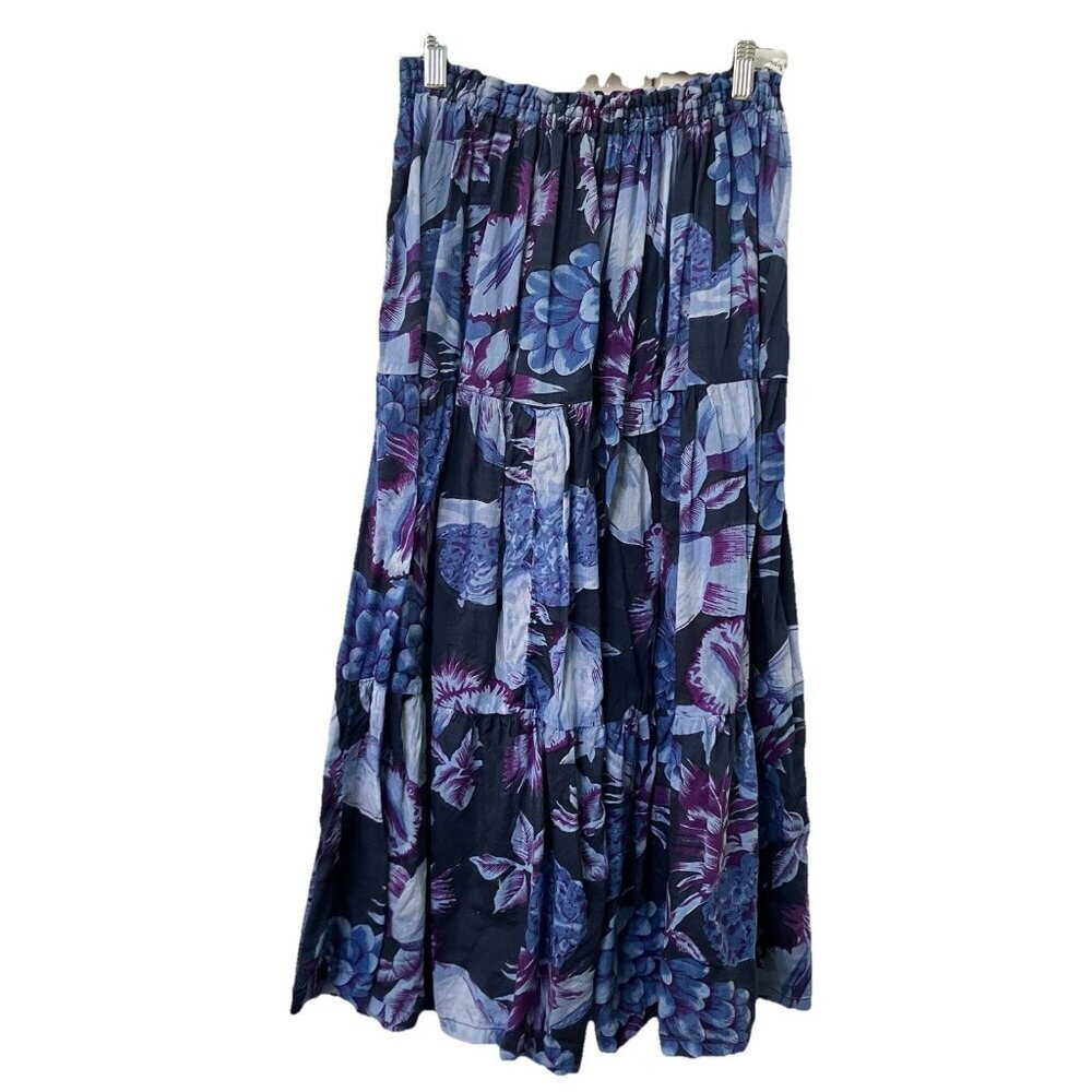 Vintage Southern Comforts Skirt Womens M Sheer Cotton Gauze Floral Tiered